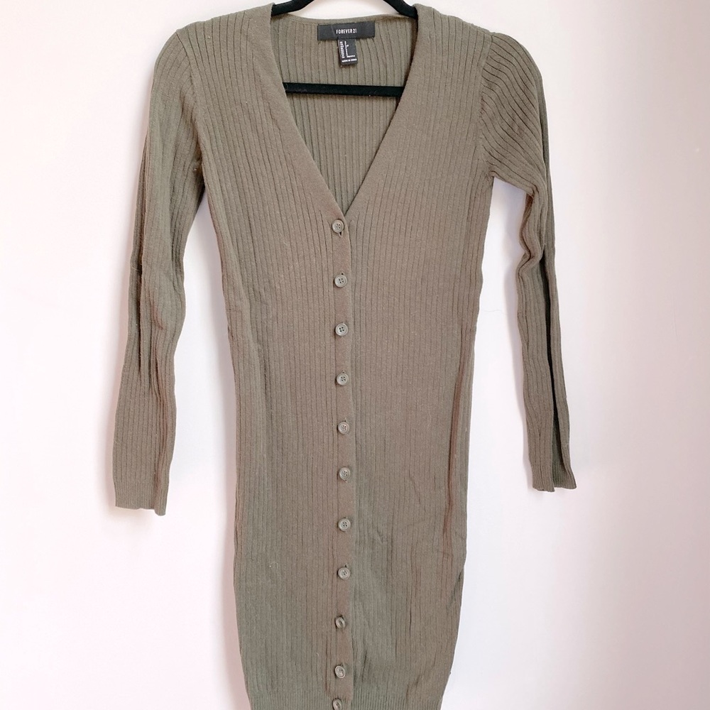 Green Long Duster Cardigan